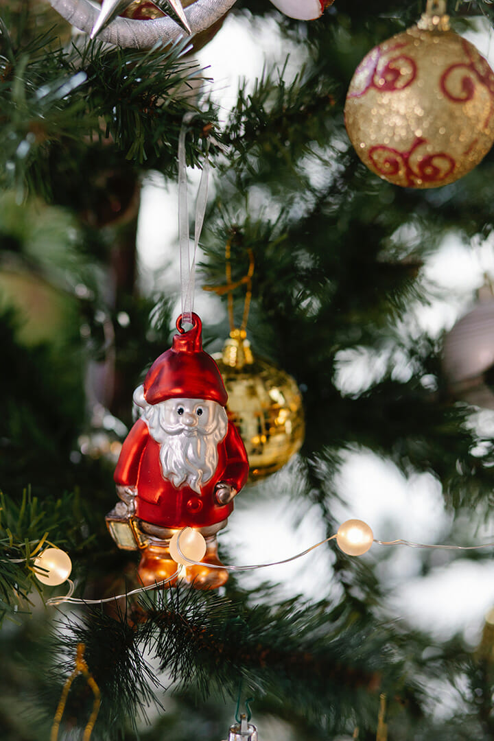 Santa ornament in a tree - order tickets in advance